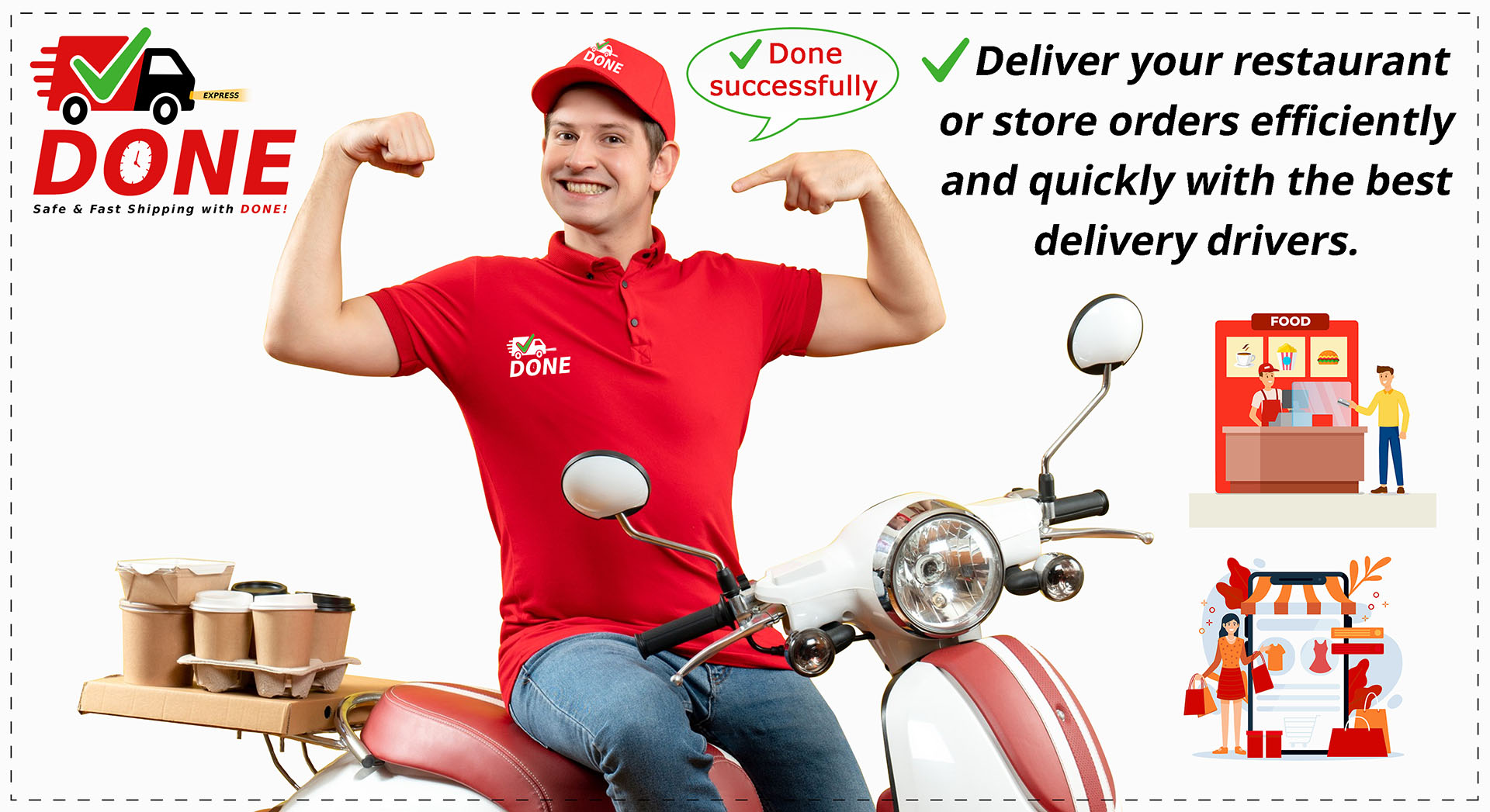 Delivery service for restaurants and retail stores with DONE EXPRESS